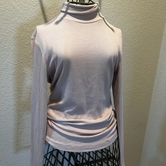 H&M Cream Beige Super Soft Ribbed High-Neck Fitted Turtleneck Sweater Size S - Picture 11 of 12